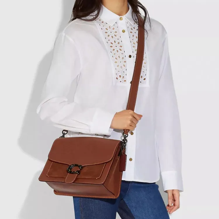 COACH Tabby Leather Shoulder Bags Crossbody Bags Women's Brown-5