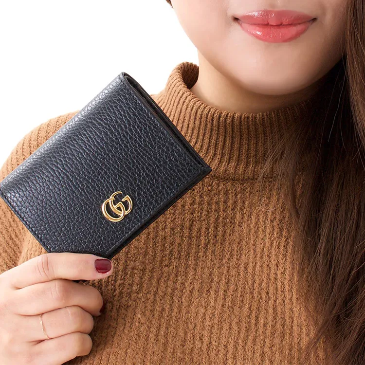 GUCCI GG Marmont Leather Wallets Card Holders Women's Black-7