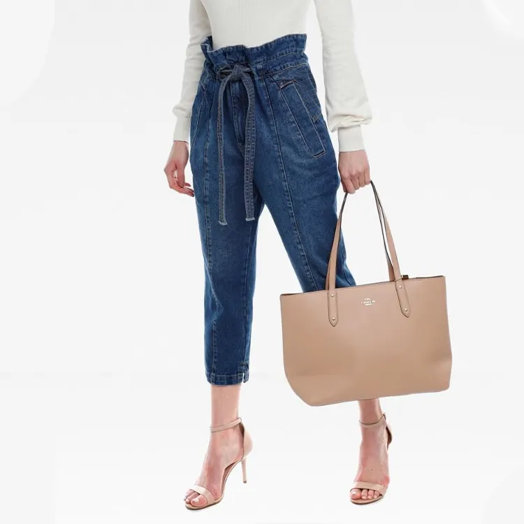 COACH Central Polished Pebbled Leather Tote Bag Shopping Bag Shoulder Bags Women's Nude Pink-4