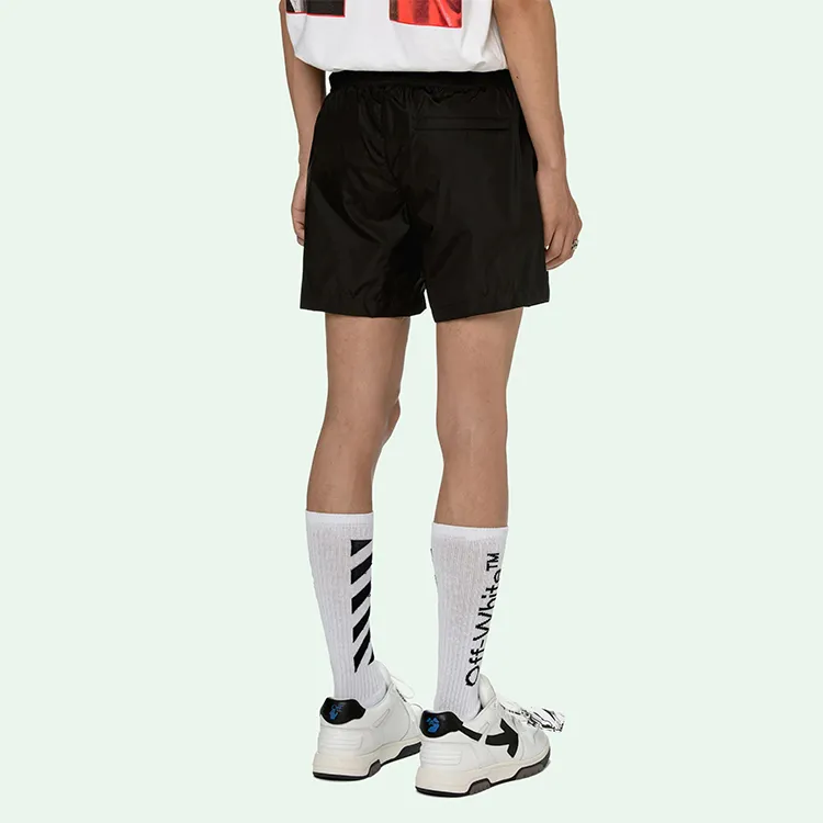 OFF WHITE Logo Print Quote Motif Swim Shorts-5