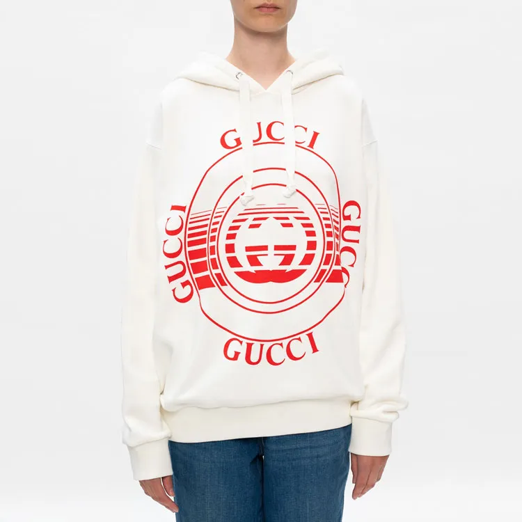 GUCCI Logo print Drop shoulder Hoodie-3