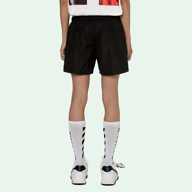 OFF WHITE Logo Print Quote Motif Swim Shorts-6