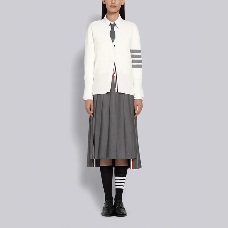 THOM BROWNE 4 Bar V Neck Cardigan-1