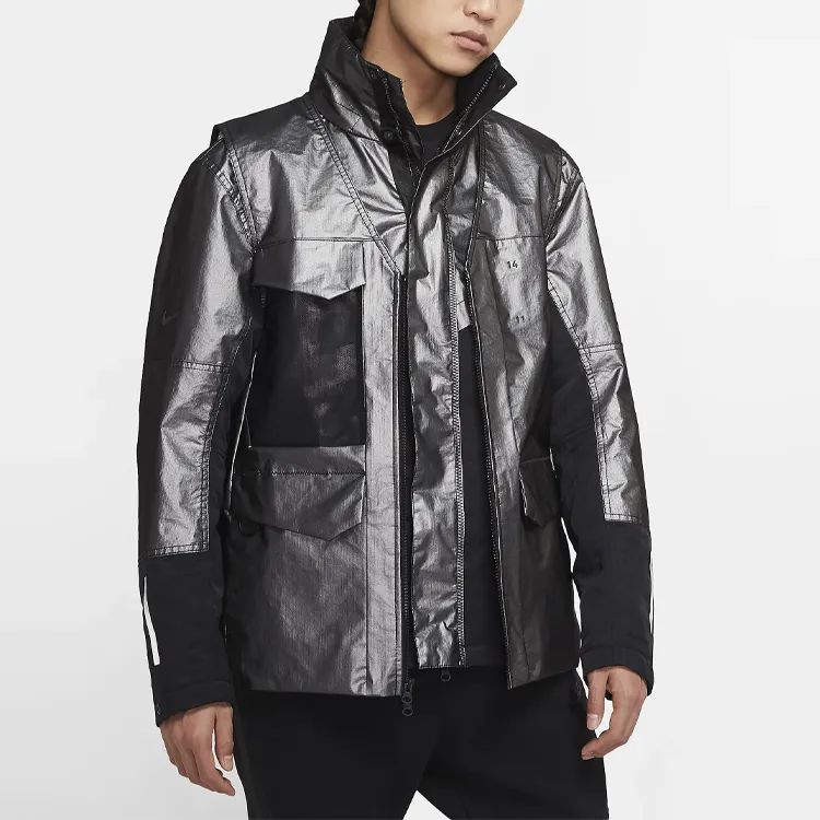 Nike Puffer Jackets Men Metallic Silver-5