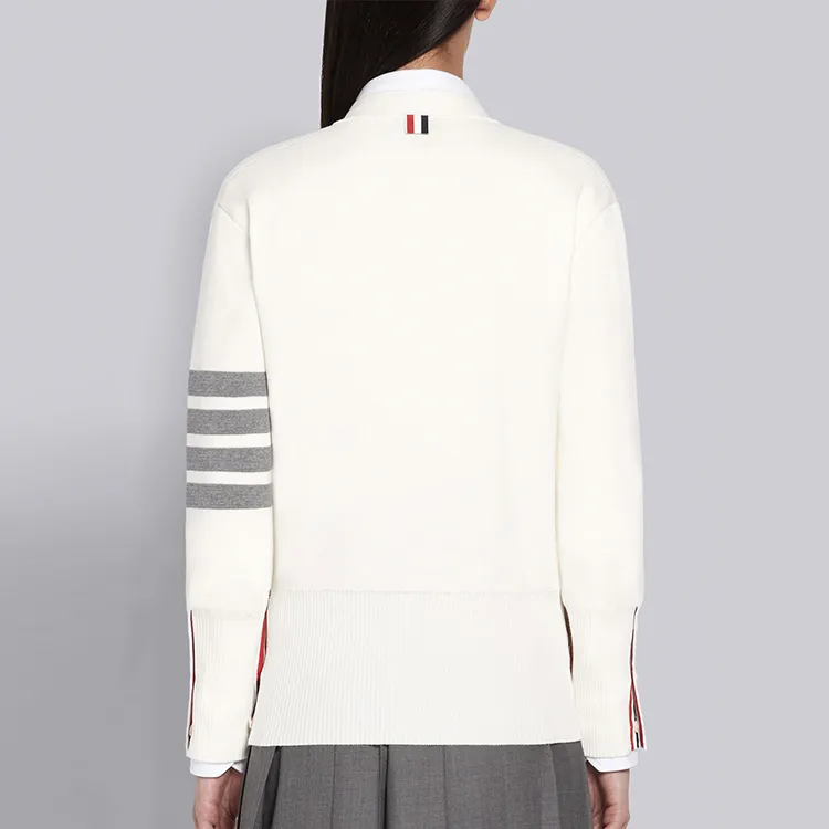 THOM BROWNE 4 Bar V Neck Cardigan-3