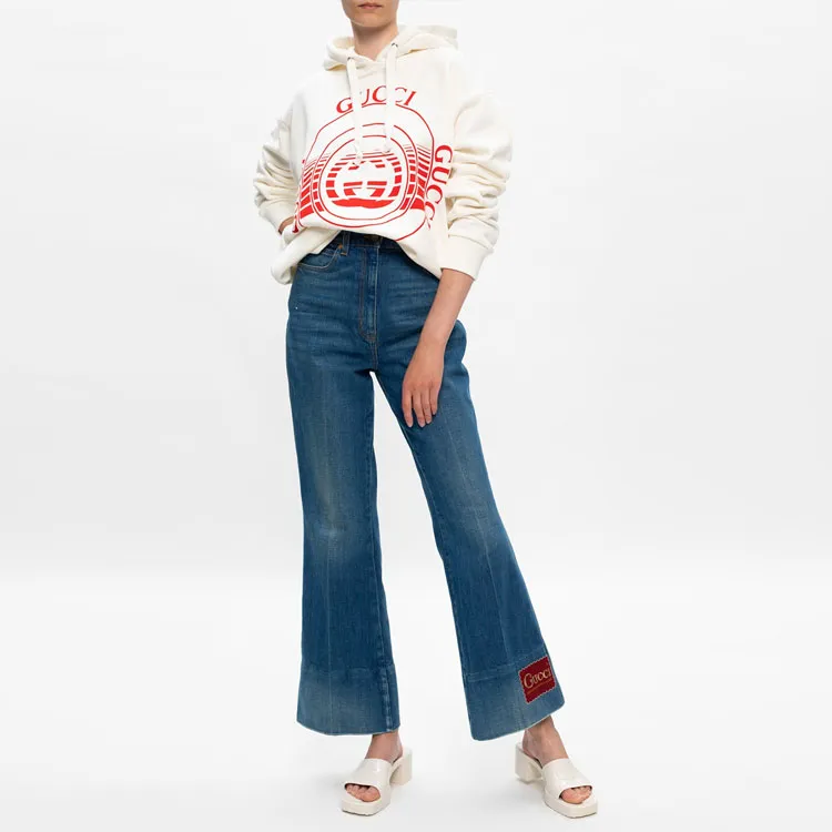 GUCCI Logo print Drop shoulder Hoodie-2