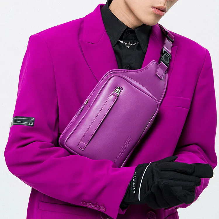 ROARINGWILD Cow Leather Shoulder Bag Crossbody Bag Regular Unisex Purple-2
