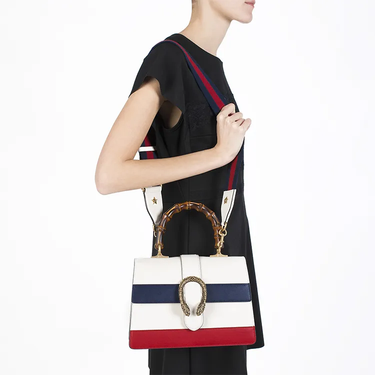 GUCCI Dionysus Multicolor Cow Leather Shoulder Bag Crossbody Bag Handbag Medium Size Women's White/Dark Blue/Red-6