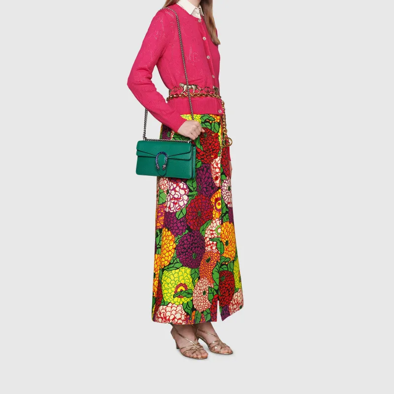 GUCCI Dionysus Leather Shoulder Bag, Crossbody Bag Trumpets Women's Green-8