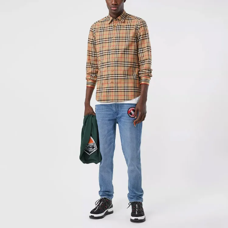 Burberry Shirt Fall Men's Khaki-3