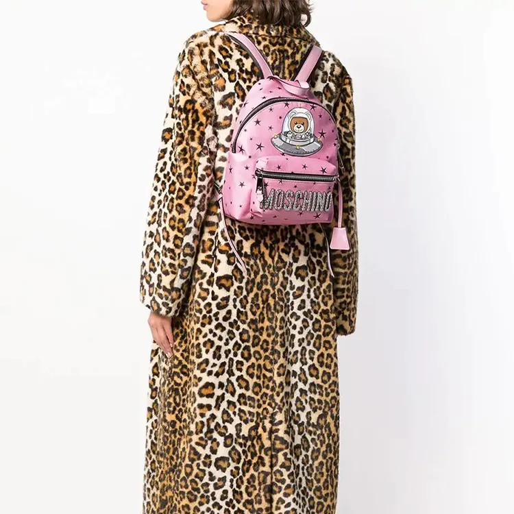 MOSCHINO Leather Backpack Unisex Pink-5