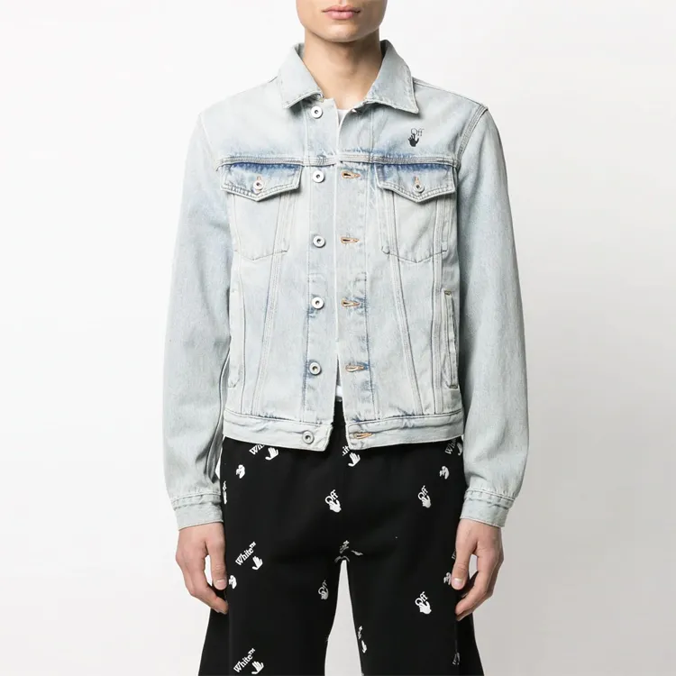 OFF WHITE Mona Lisa Series Denim Jackets Men Blue-2