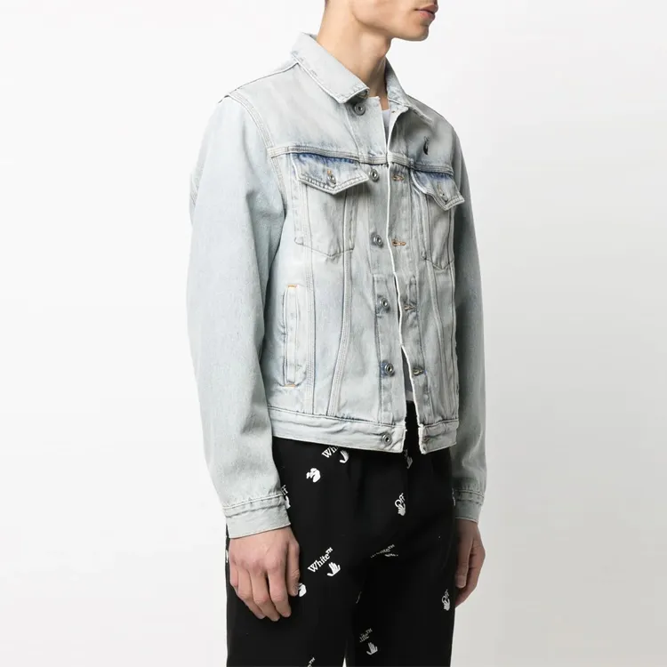 OFF WHITE Mona Lisa Series Denim Jackets Men Blue-4