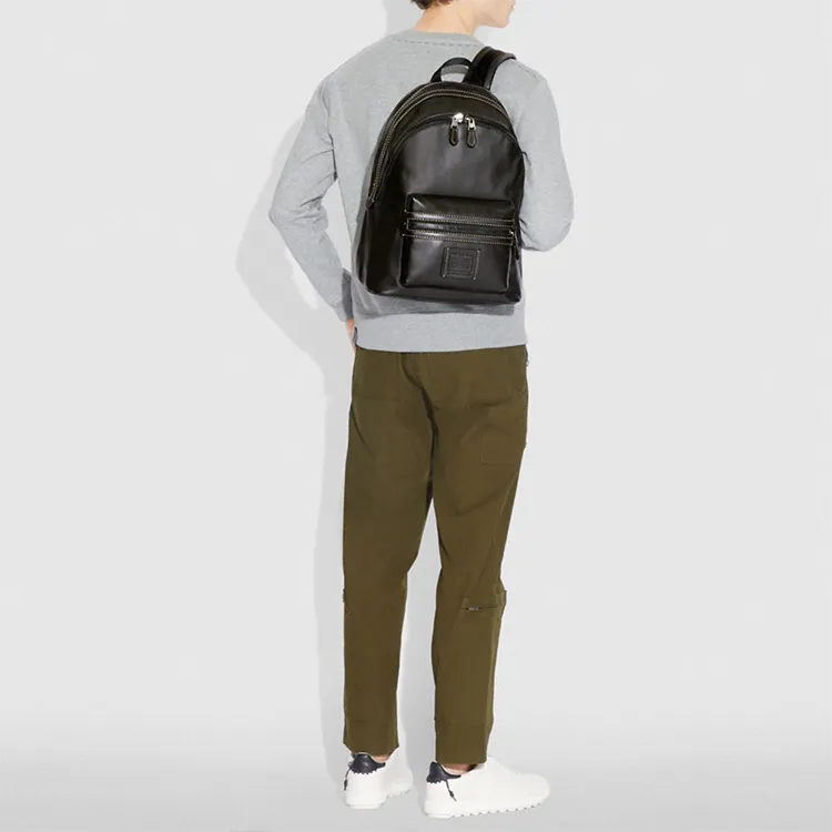 COACH Academy Leather Backpack Large Size Men's Black-6
