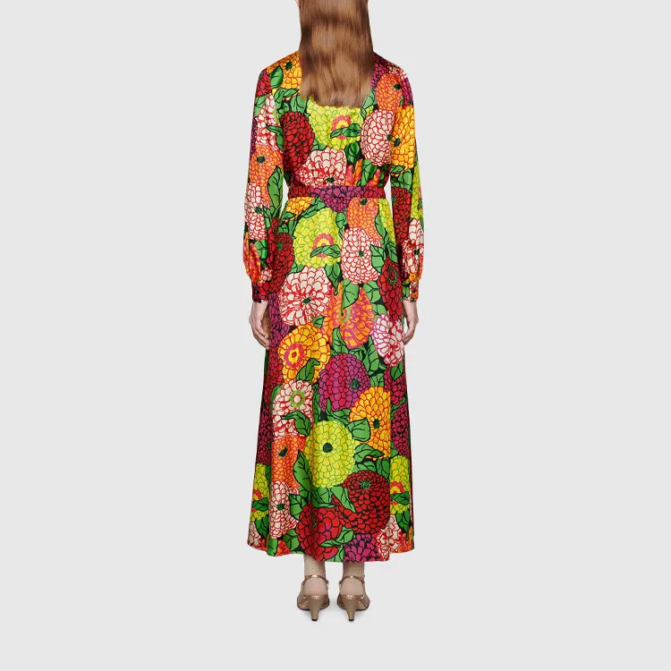 GUCCI X The North Face Silk Dress 'Orange Floral'-1