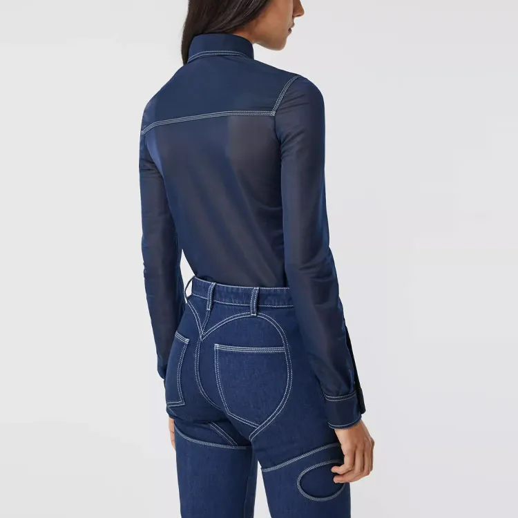 Burberry Shirts Women's Blue-3