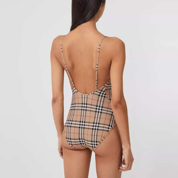Burberry Women's Vintage Check One-piece Swimsuit Archive Beige-2