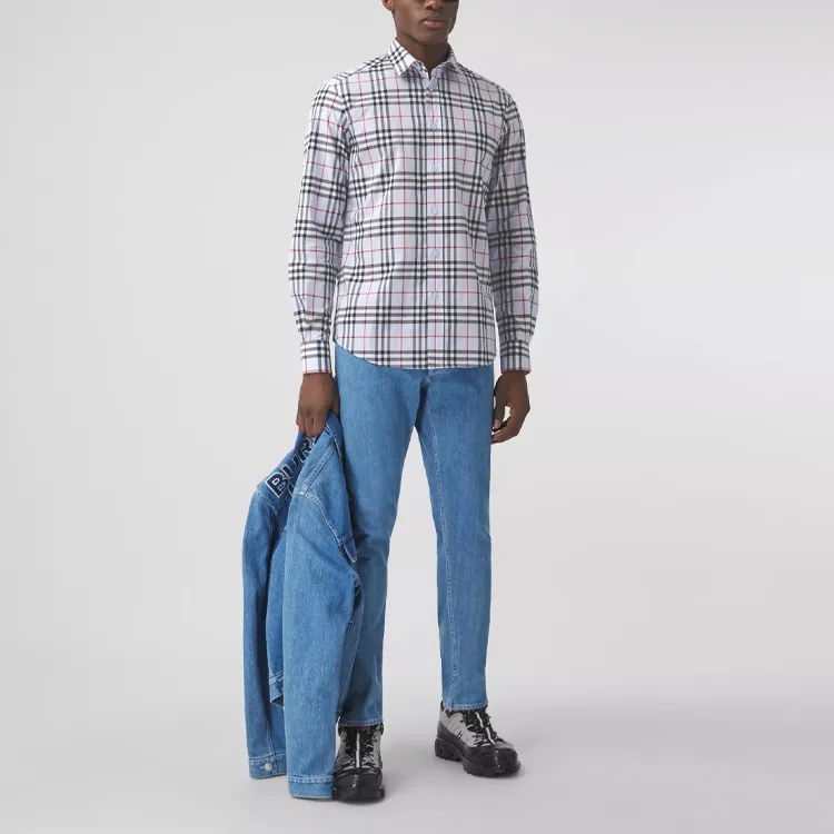 Burberry VINTAGE Shirts Men Light Blue-1