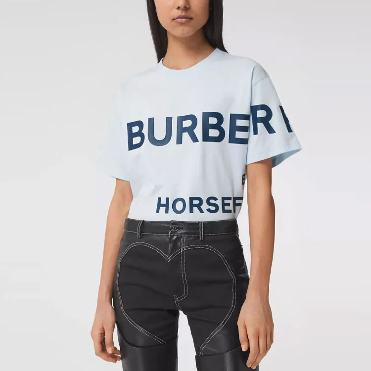 Burberry T Shirts Women's Light Blue-2
