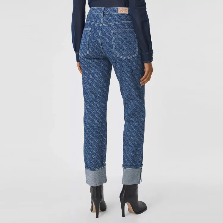 Burberry Straight Fit Monogram Print Washed Jeans 'Dark Blue'-3