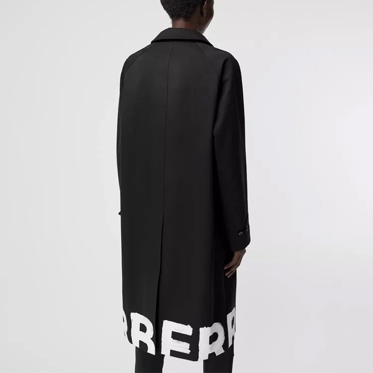Burberry Logo Hem Trench Coat Black/White-3