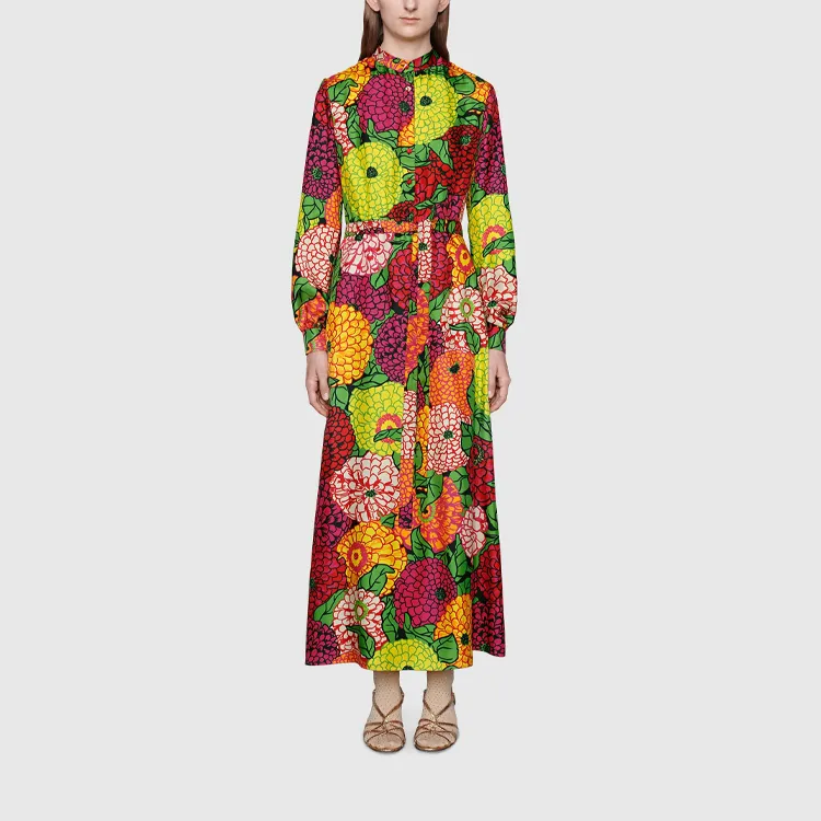 GUCCI X The North Face Silk Dress 'Orange Floral'-2