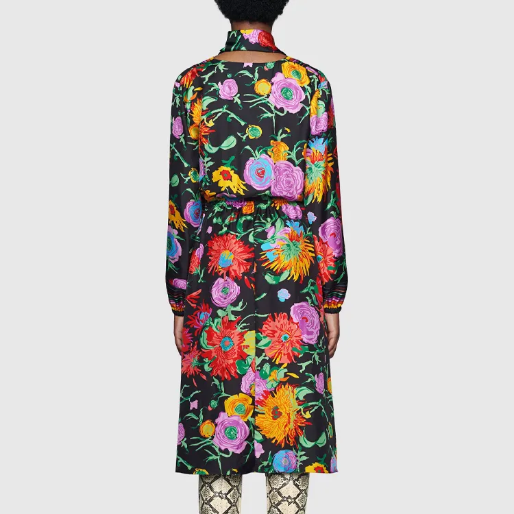 GUCCI X Ken Scott Floral Print Silk Dress-4