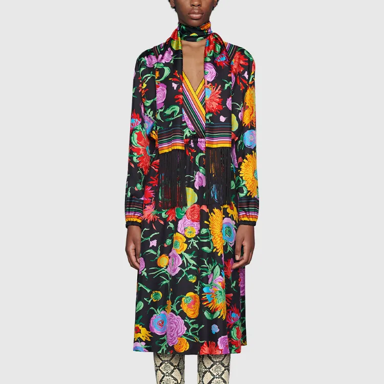 GUCCI X Ken Scott Floral Print Silk Dress-3