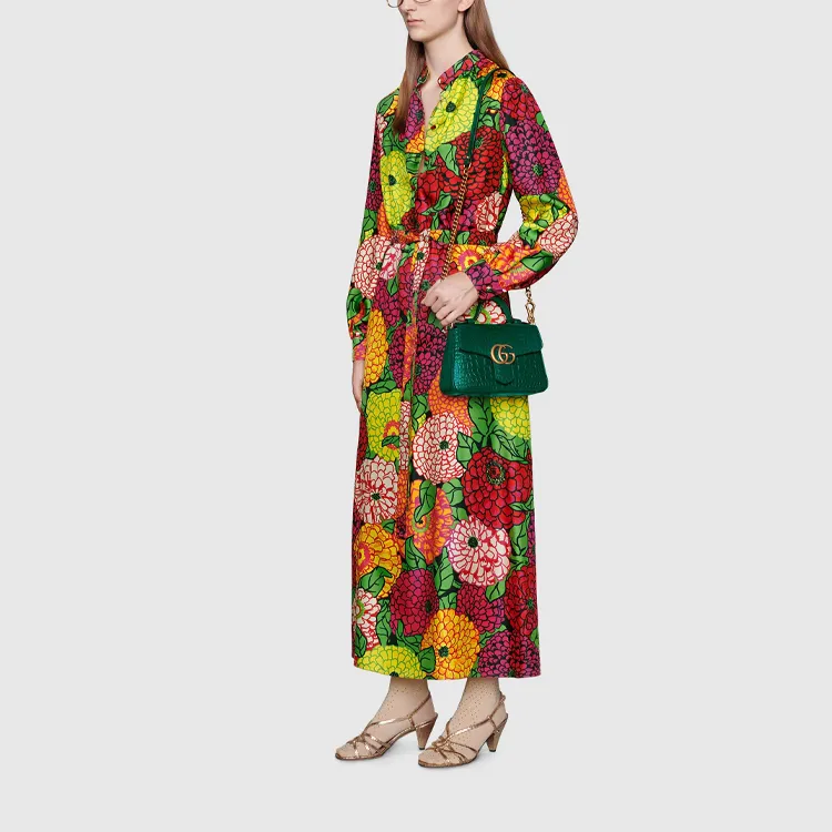 GUCCI X The North Face Silk Dress 'Orange Floral'-3