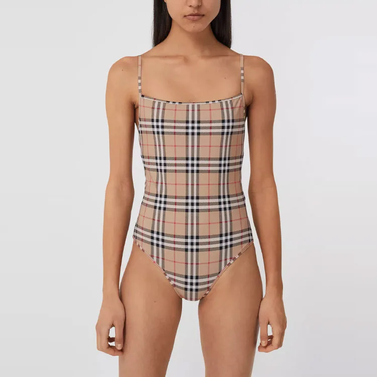 Burberry Women's Vintage Check One-piece Swimsuit Archive Beige-1