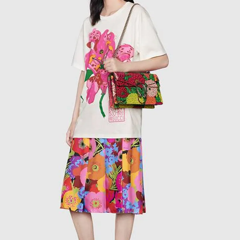 GUCCI Dionysus Suede With Fabric Handbag Shoulder Bag Crossbody Bag Women's Fuchsia/Multicolor-8