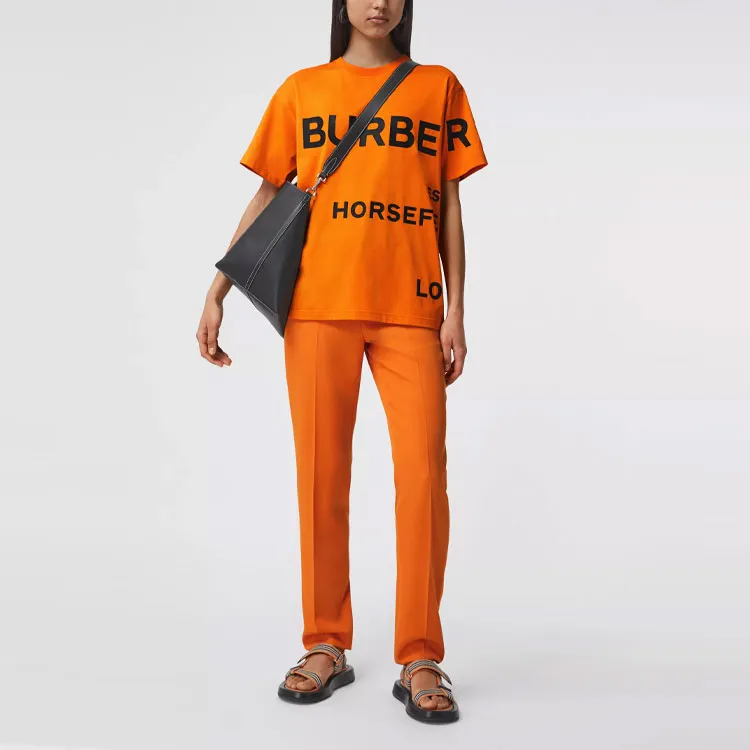 Burberry Drop Shoulder Sleeve T Shirt Women's Orange-3