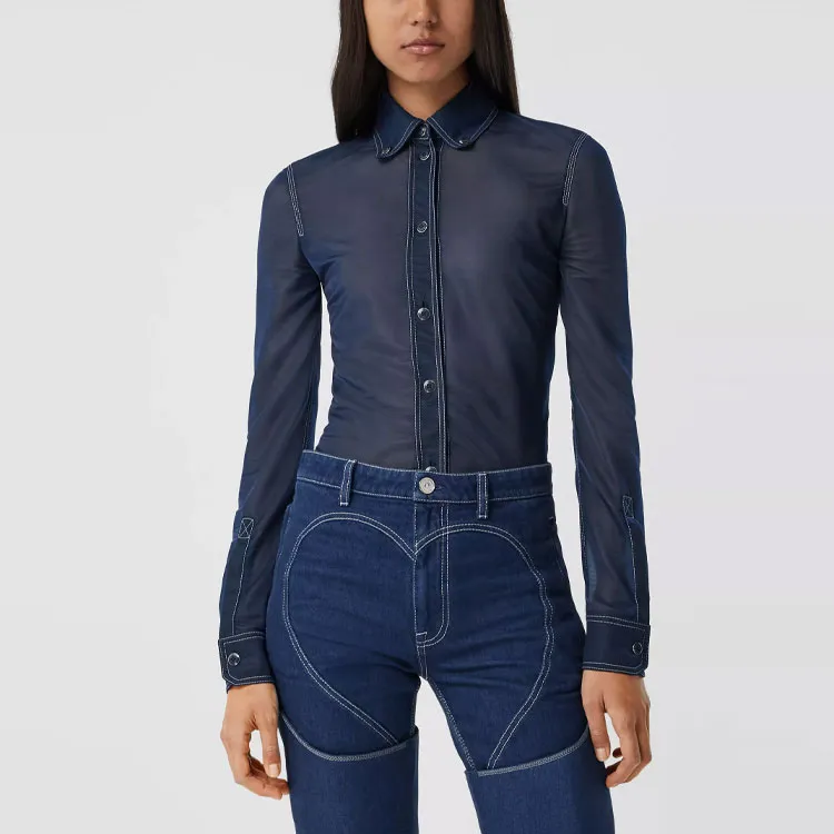 Burberry Shirts Women's Blue-5