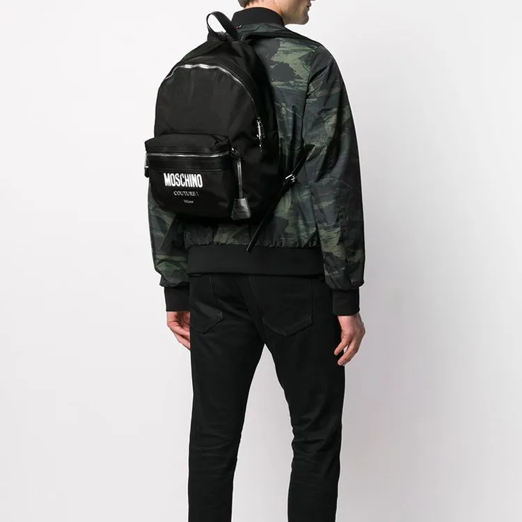 MOSCHINO Patchwork Backpack Men's Black-5