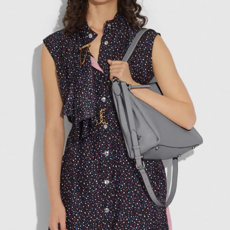 COACH Shay Leather Handbag Crossbody Bag Shoulder Bag Large Size Women's Gray-3