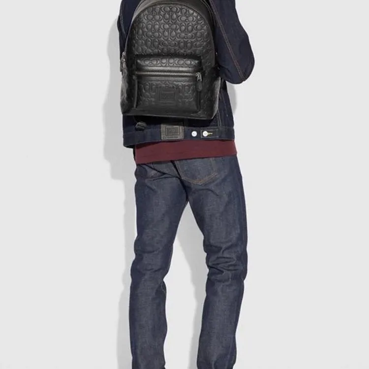COACH Leather Backpack Large Size Men's Midnight Navy Black-1