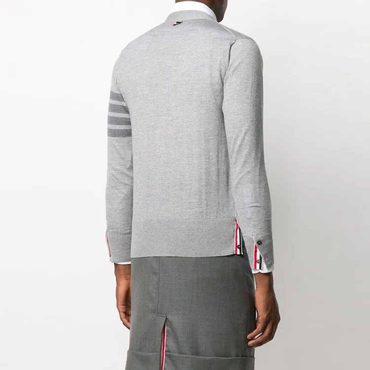 THOM BROWNE 4 Bar V neck Cardigan-2