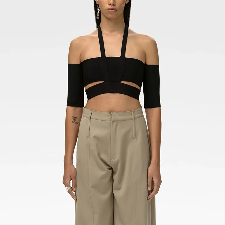 AMBUSH Off Shoulder Knit Top 'Black'-2