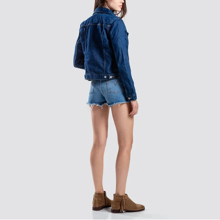 Levis Cropped Coats Women's Dark Denim-3