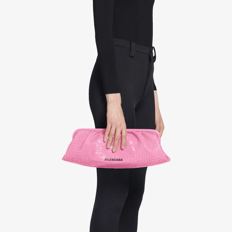 Balenciaga Cow Leather Cloud Bag Shoulder Bag Crossbody Bag Clutch Extra Large Women's Pink-4