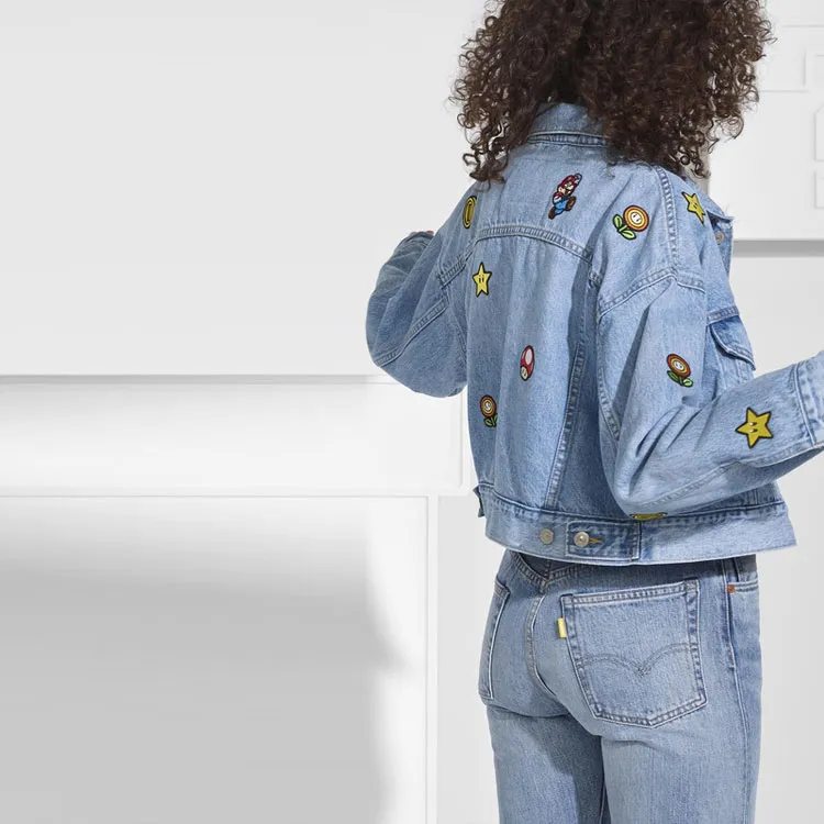 Levis Super Mario Denim Jacket Women's Blue-4