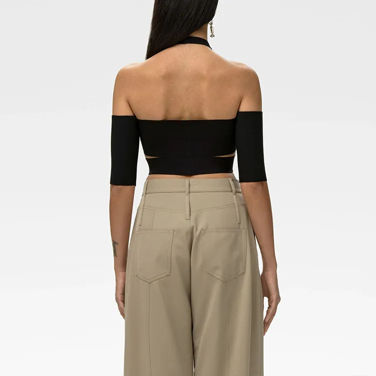 AMBUSH Off Shoulder Knit Top 'Black'-3
