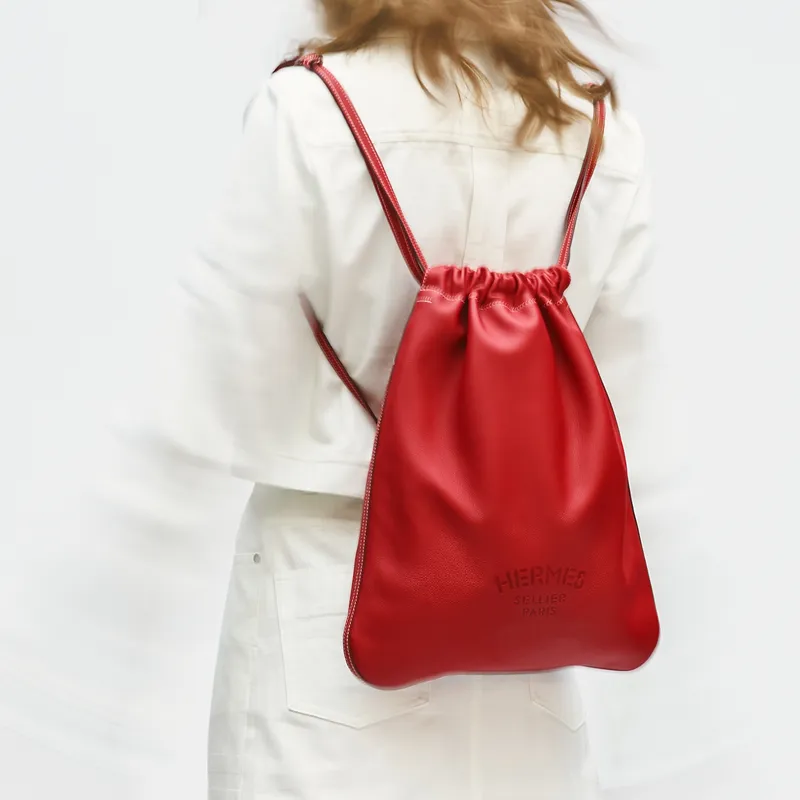 HERMES Evercolor Calfskin Backpacks Regular Women's Heart Red-6