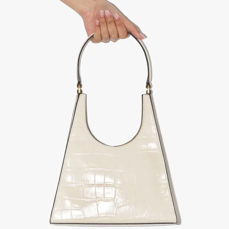 Staud Leather Shoulder Bag Women's Cream White-2