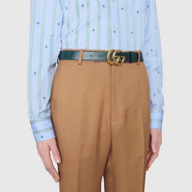 GUCCI Leather Belts Men's Green Width 3CM-2
