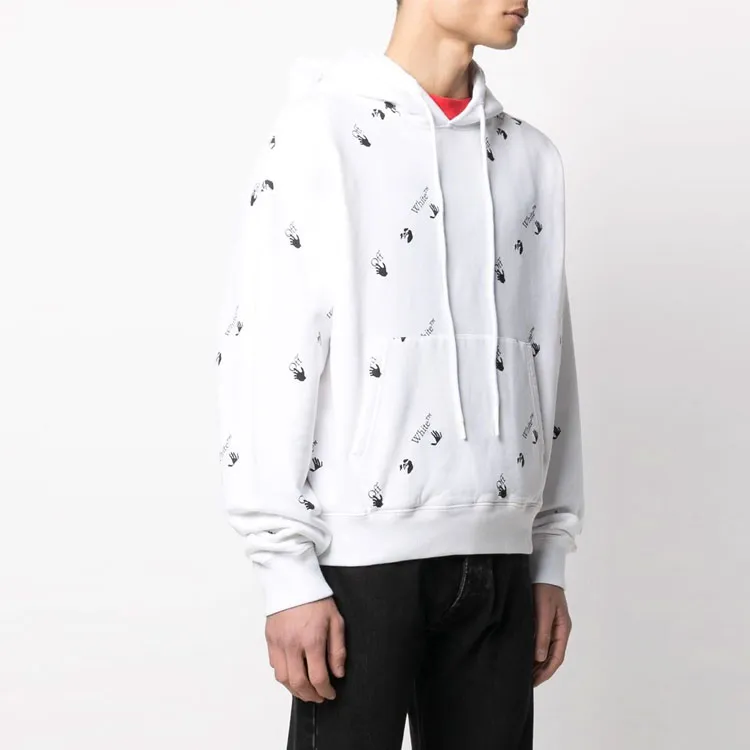 OFF WHITE Oversized Fit Allover Logo Hoodie-3