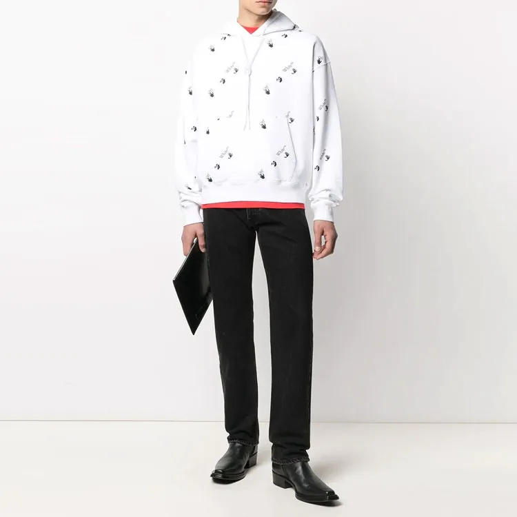 OFF WHITE Oversized Fit Allover Logo Hoodie-1
