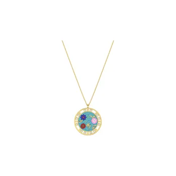 Swarovski Flower Of Fortune Faux Crystal Stone Necklaces Women's Light Blue