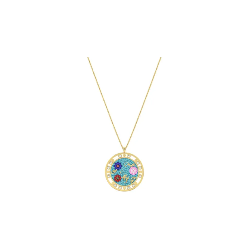 Swarovski Flower Of Fortune Faux Crystal Stone Necklaces Women's Light Blue-0