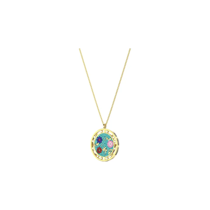 Swarovski Flower Of Fortune Faux Crystal Stone Necklaces Women's Light Blue-1